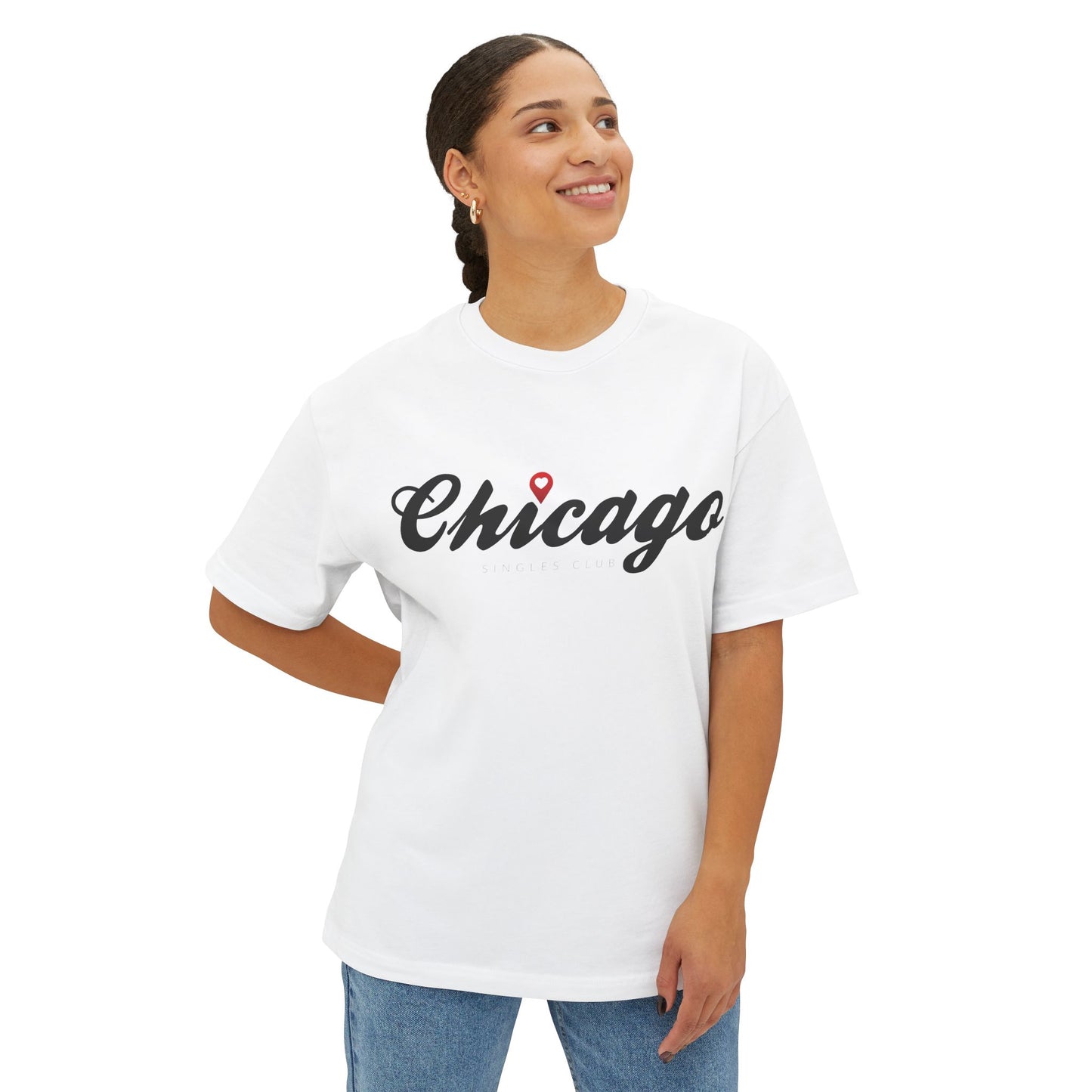 Chicago Singles Club Oversized Boxy Tee – Relaxed Fit, Real-Life Connections