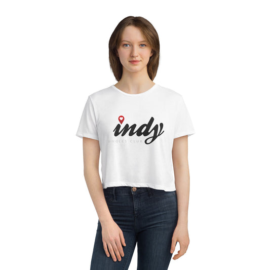 Indy Singles Club Flowy Cropped Tee – Effortless Style, Real-Life Connections